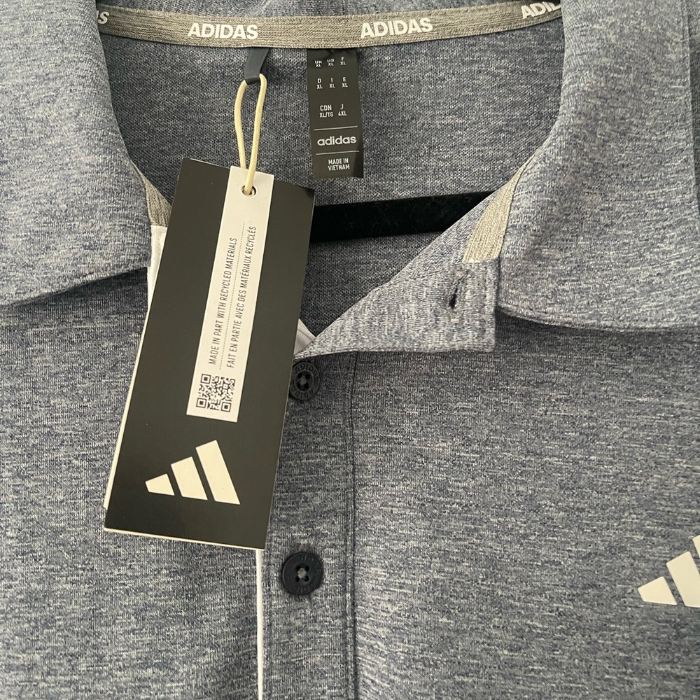 Adidas Men's Blue Polo Shirt golf heathered blue size XL new with tags - Picture 2 of 4